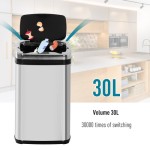 HOMCOM 30L Infrared Sensor Automatic Kitchen Trash Can with Lid (Silver)